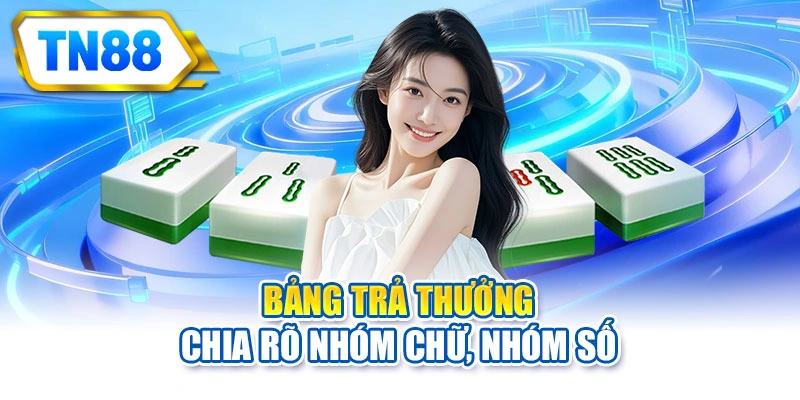 Bảng trả thưởng chia rõ nhóm chữ, nhóm số